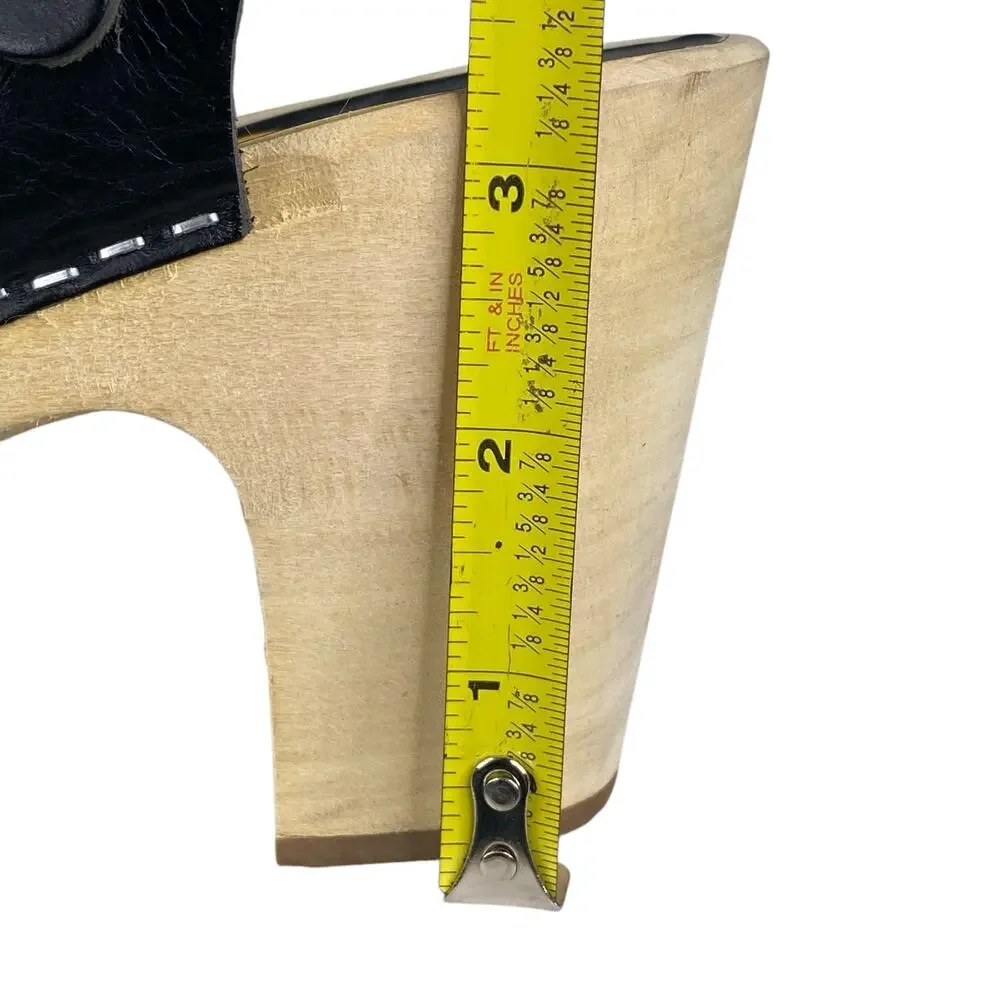 Swedish Hasbeens Toffel Women's Black Leather Slingback Clog Sandal Size 39 US 9 - Picture 12 of 13